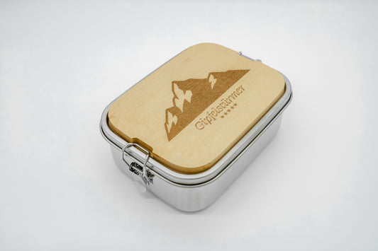 Personalisierte Servierdose mit Schneidebrett-Deckel